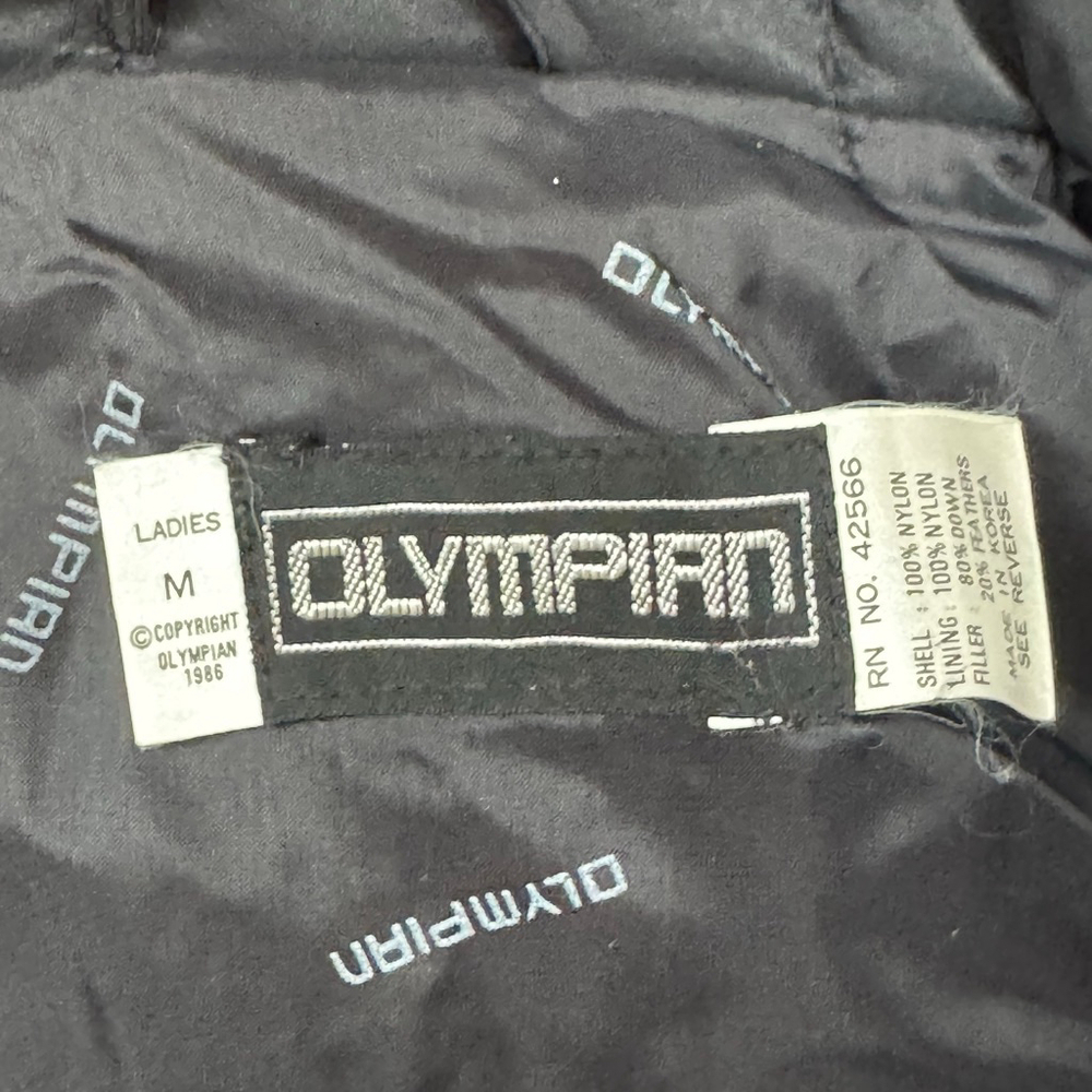 Vintage Olympian Down Ski Jacket Women's M Black 80s 90s Colorblock Puffer Coat - Picture 8 of 10